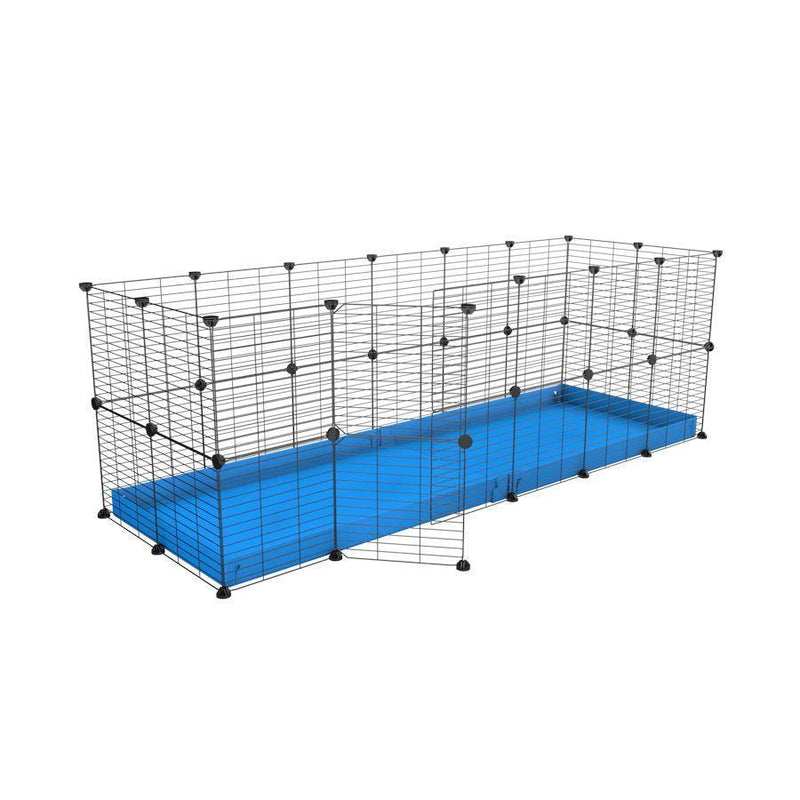 Une cavy cage 6x2 pour lapin avec un coroplast bleu et des grilles a maillage fin par kavee