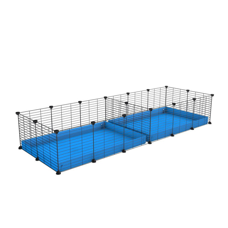 une cavy cage 6x2 avec separation pour cochons d'inde qui se battent ou en quarantaine avec coroplast bleu kavee