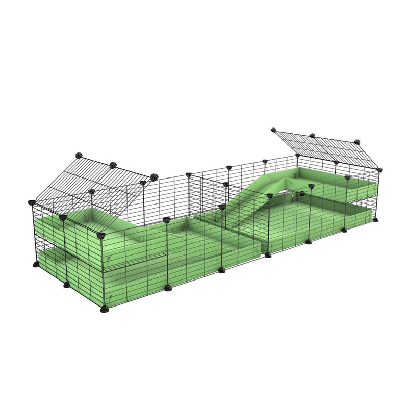 une cavy cage 6x2 loft avec separation pour cochons d'inde qui se battent ou en quarantaine avec coroplast vert kavee
