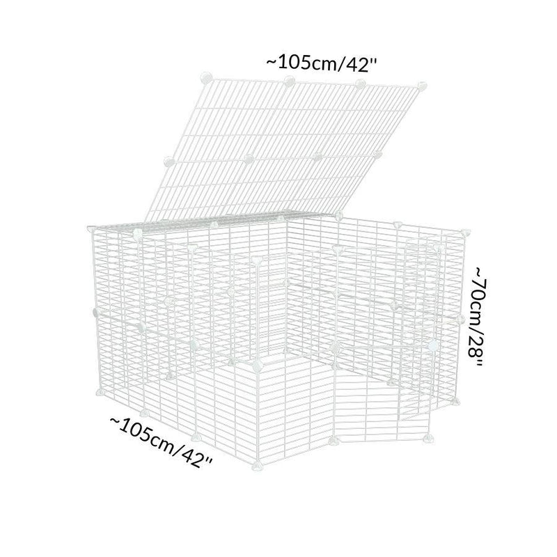 Taille d'Un enclos modulable 3x3 exterieur avec couvercle avec grilles blanches fines pour lapins ou cochons d'inde kavee 