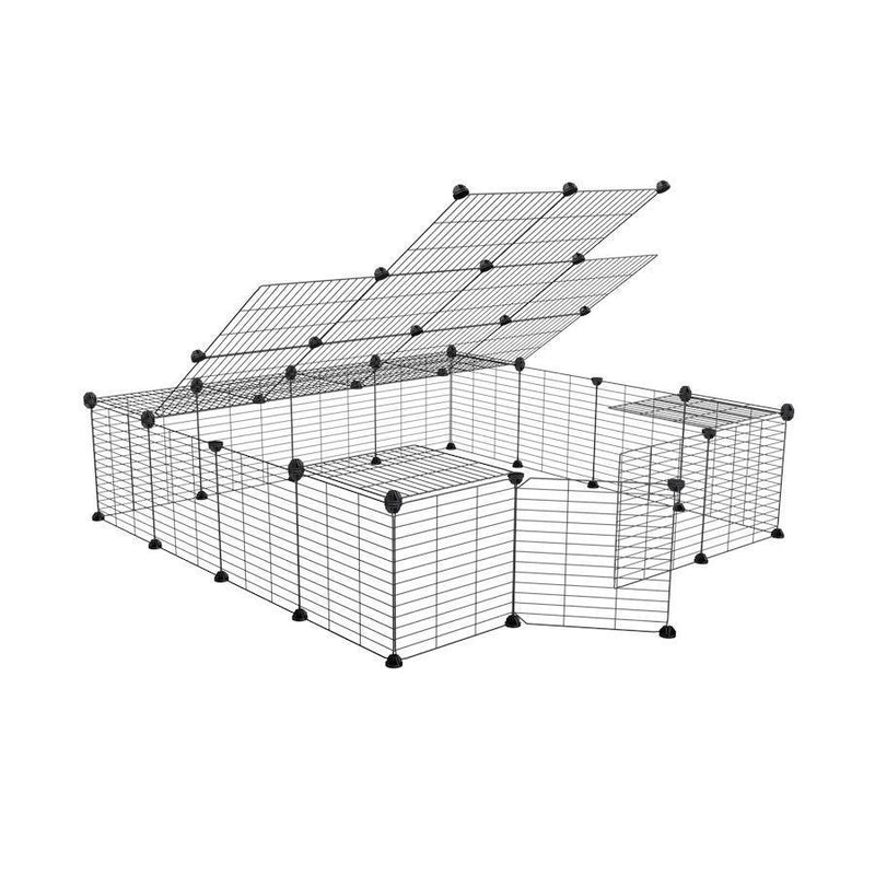 Un enclos kavee cage modulable 4x4 exterieur avec couvercle et grilles a maillage etroit pour lapins ou cochons d'inde