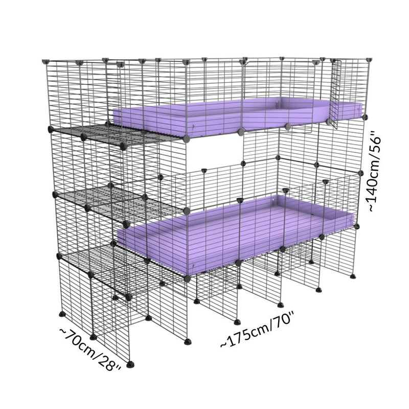 Taille d'Une cavy cage double deux etages 4x2 avec stand et etageres pour cochons d'inde par Kavee