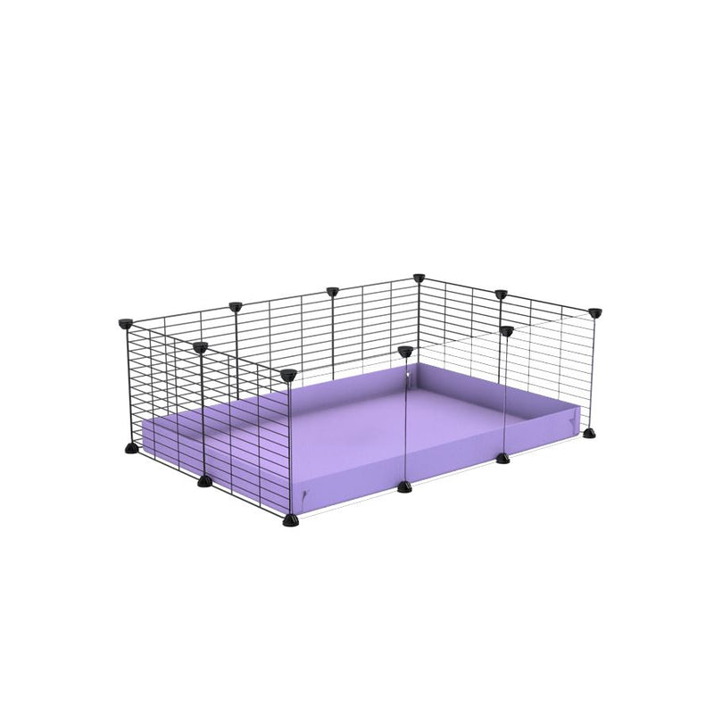une cavy cage pas cher 3x2 avec panneaux transparents en plexiglass pour cochons d'inde avec coroplast violet lilas et grilles fines avec petits trous de kavee