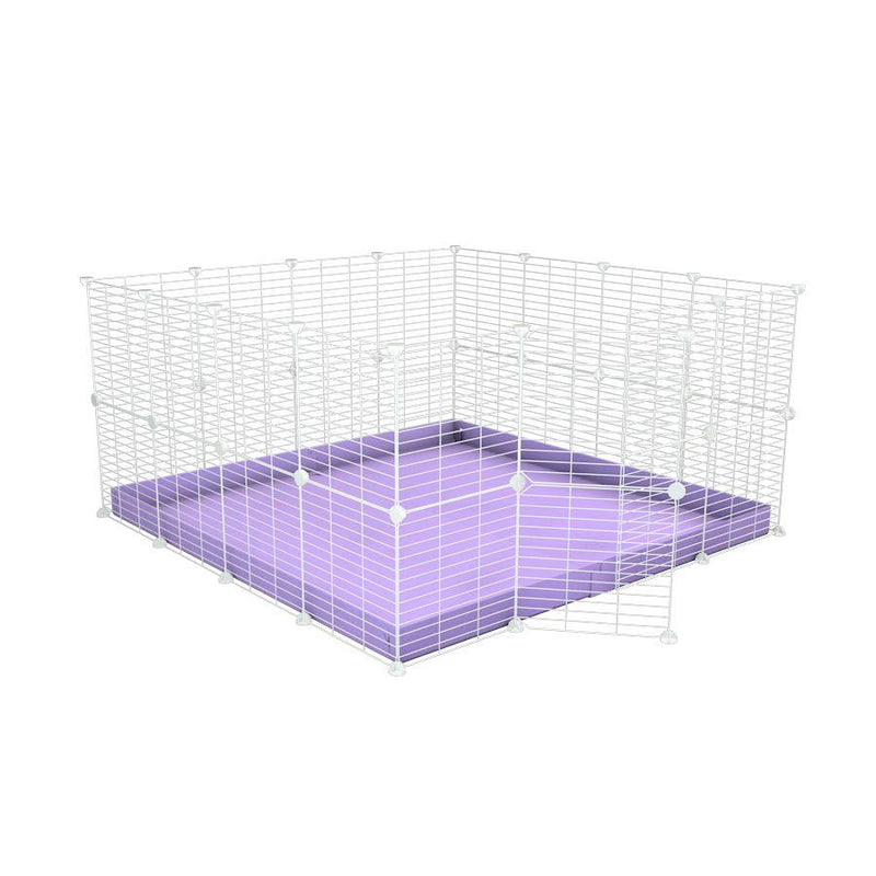 Une cavy cage modulable pour lapin 4x4 avec grilles blanches fines petits trous coroplast violet lilas de kavee france