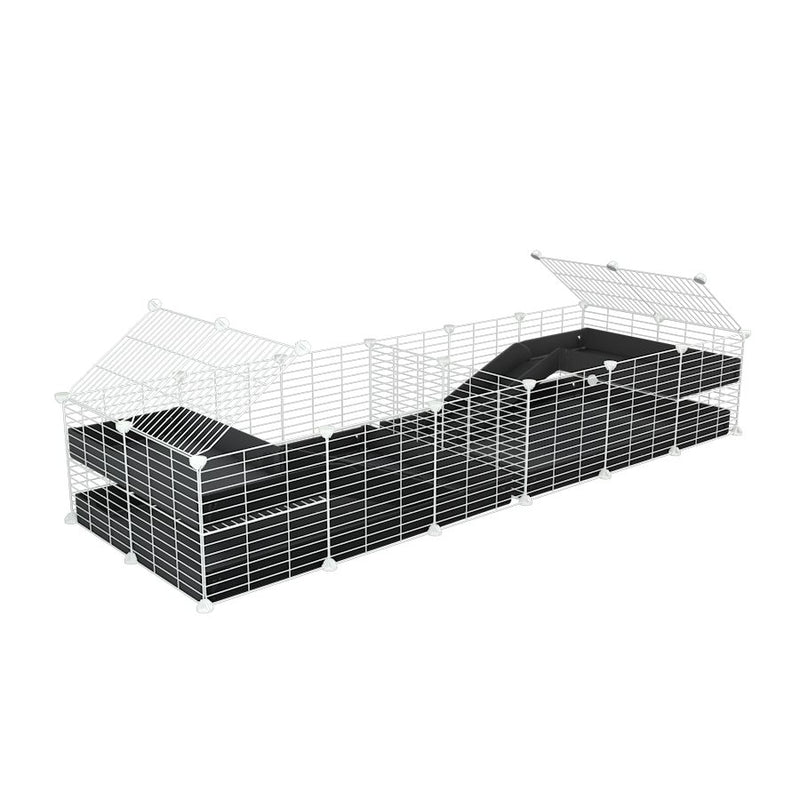 une cavy cage blanche 6x2 loft avec separation pour cochons d'inde qui se battent ou en quarantaine avec coroplast noir kavee