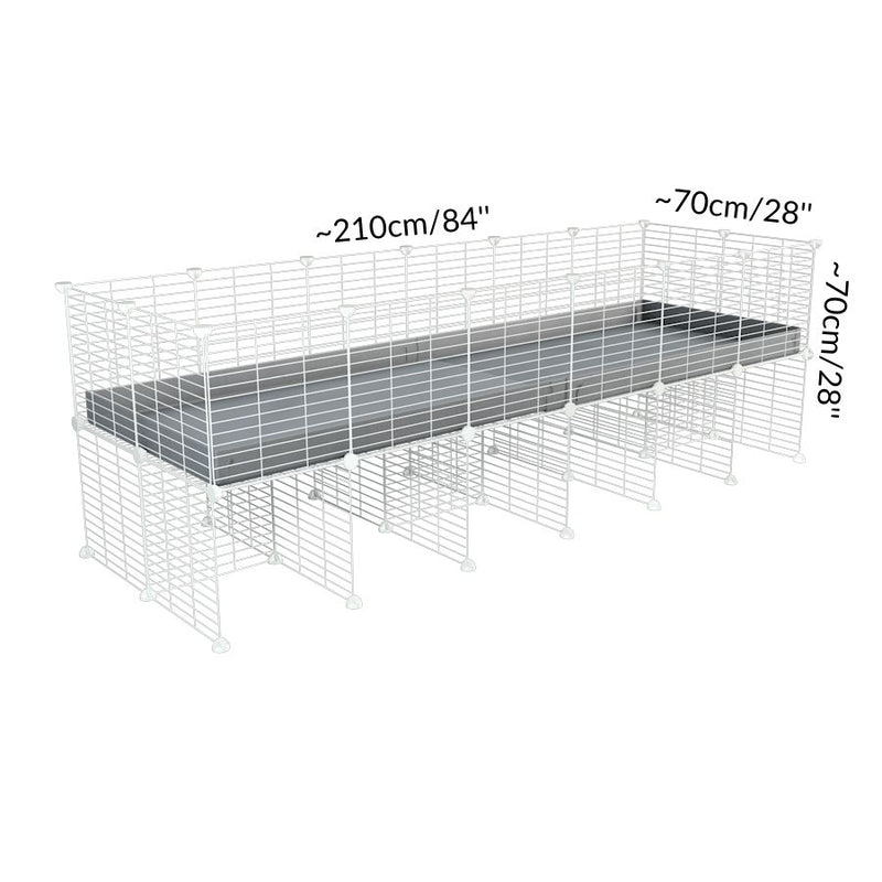 Dimensions d'une cavy cage 6x2 pour cochons d'inde avec rehausseur couvercle correx gris et grilles blanches fines de kavee france