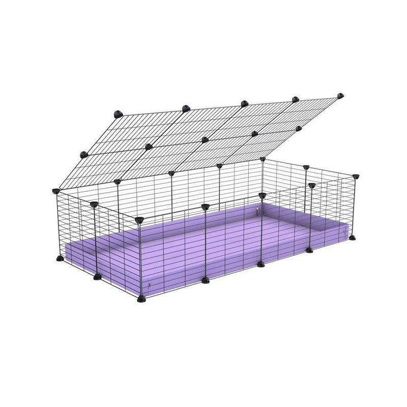 une cavy cage 4x2 pour cochons d'inde avec couvercle coroplast violet lilas et grilles avec barreaux etroits de kavee