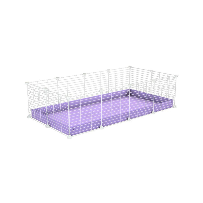 une cavy cage modulable 4x2 pour cochons d'inde avec coroplast violet lilas et grilles blanches fines avec petits trous