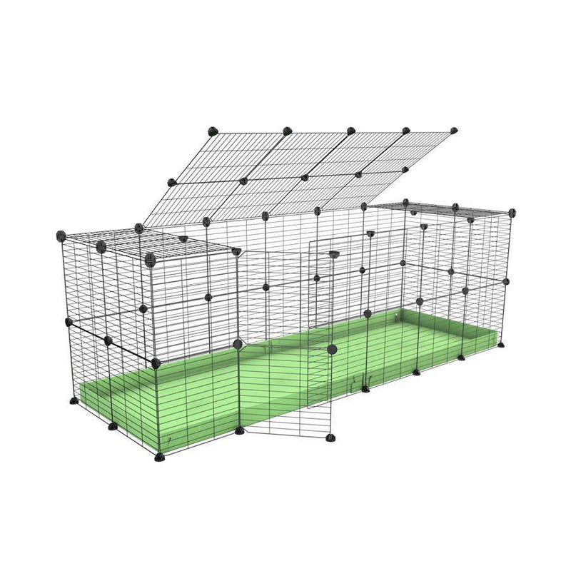 Une cavy cage 6x2 pour lapin avec un couvercle un coroplast vert pastel et des grilles a maillage fin par kavee
