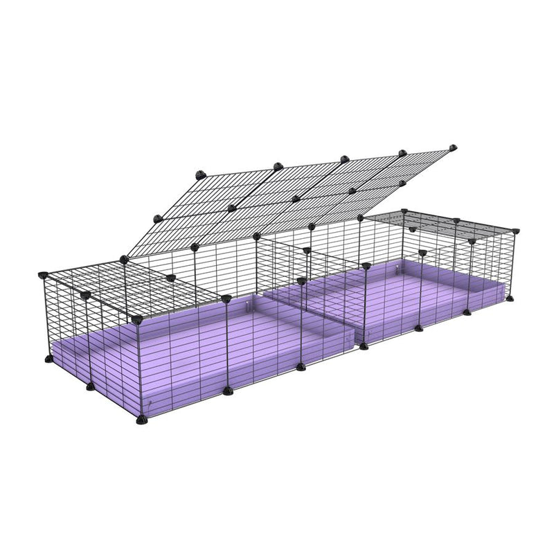 une cavy cage 6x2 avec couvercle et separation pour cochons d'inde qui se battent ou en quarantaine avec coroplast lilas violet kavee
