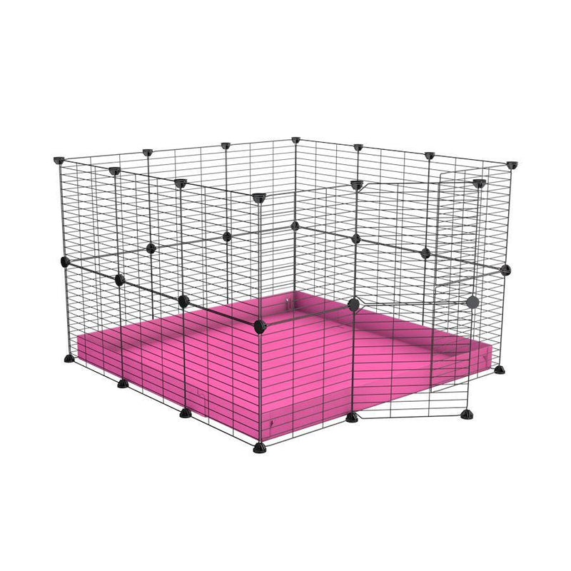 Une cavy cage C&C pour lapin 3x3 avec grilles maillage fin correx rose de kavee france