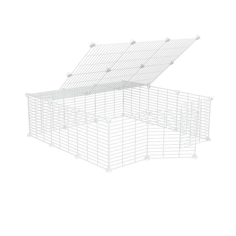 Un enclos cavy cage modulable 3x3 exterieur ou interieur avec couvercle et grilles blanches fines pour lapins ou cochons d'inde de kavee 