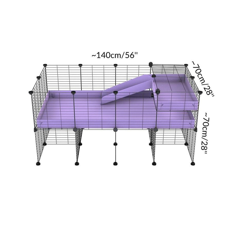 Dimension d'une kavee cage 4x2 pour cochons d'inde avec rehausseur couvercle loft rampe coroplast violet lilas et grilles fines
