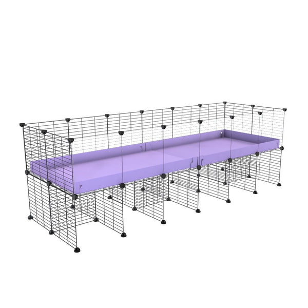 une cavy cage C&C 6x2 avec panneaux transparents en plexiglass pour cobayes cochons d'inde avec rehausseur correx violet pastel et grilles fines de kavee france