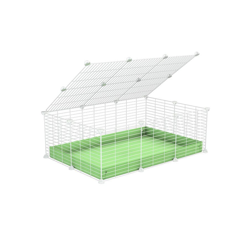 une cavy cage 3x2 pas chere cochons d'inde avec couvercle coroplast vert et grilles blanches avec barreaux etroits de kavee